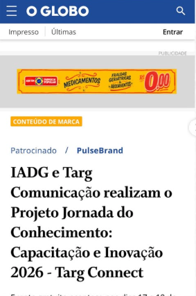 Manchete de O Globo sobre o Targ Connect